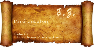Biró Zebulon névjegykártya